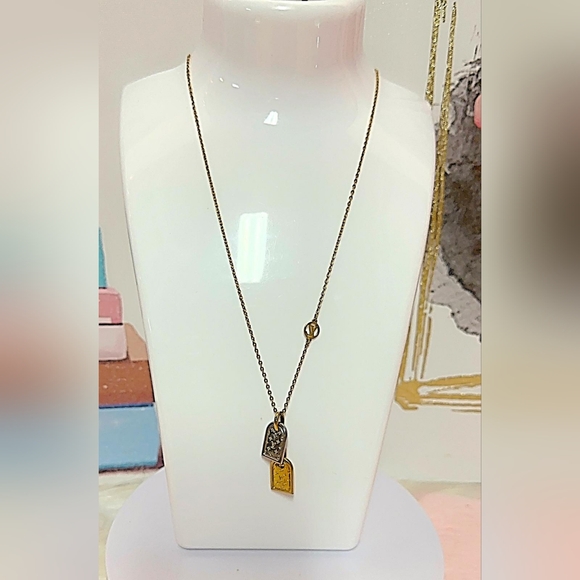 Louis Vuitton Nanogram Name Tag Necklace Gold - Picture 1 of 10
